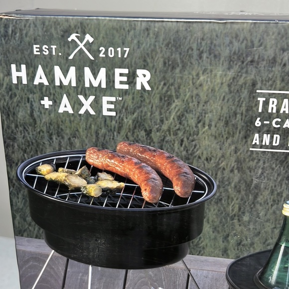 Hammer + Axe 2-Piece Mini Grill Insulated Cooler BBQ Set Travel Cool-Cook Combo - Picture 2 of 9